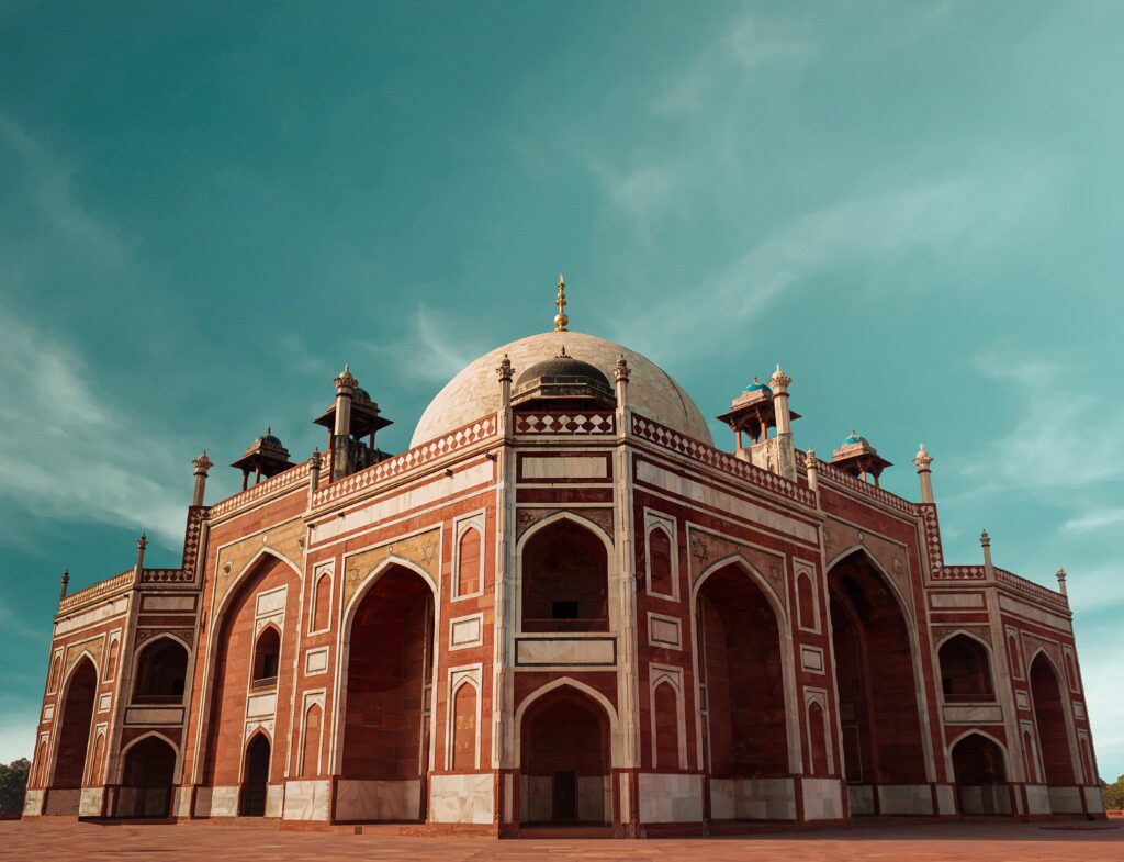 Garden view of Humayun's Tomb, a UNESCO World Heritage Site in Delhi.