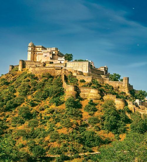 Impressive walls of Kumbhalgarh Fort, a UNESCO World Heritage Site.