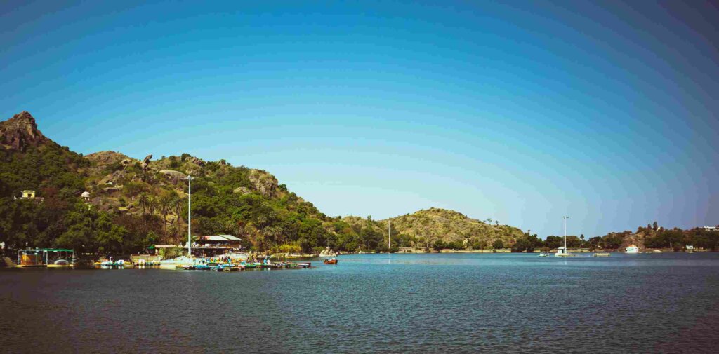 Panoramic View of Nakki Lake with Hills in the Background, Rajasthan, India