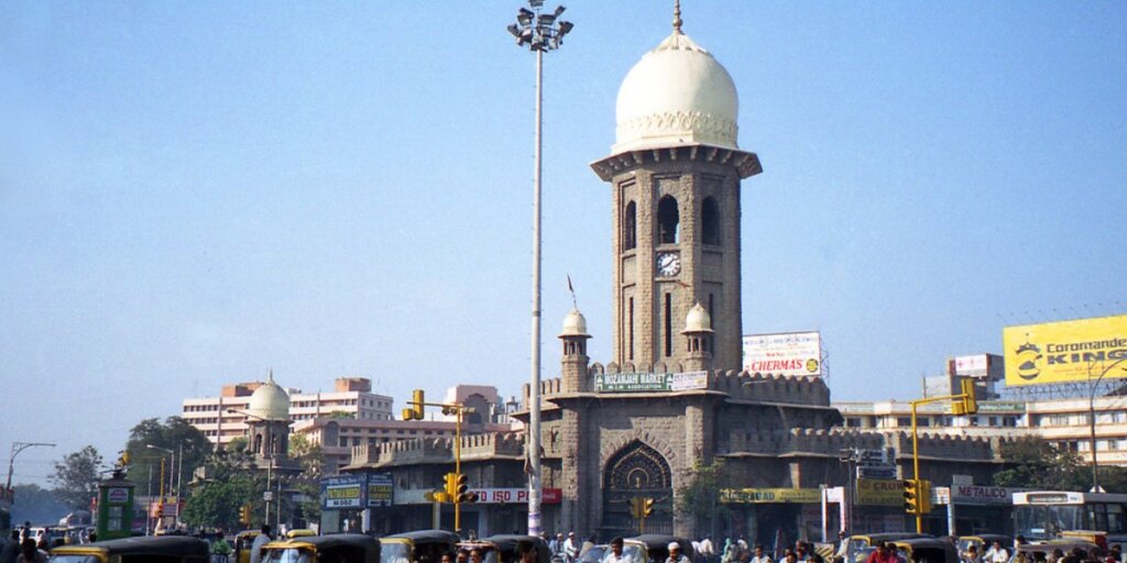 Exterior view of Hyderabad, showcasing its vibrant urban landscape and architectural landmarks