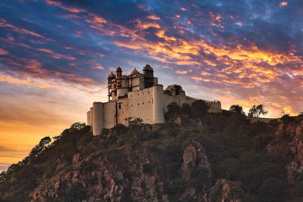 Scenic view of Sajjangarh Palace in Udaipur, Rajasthan, India