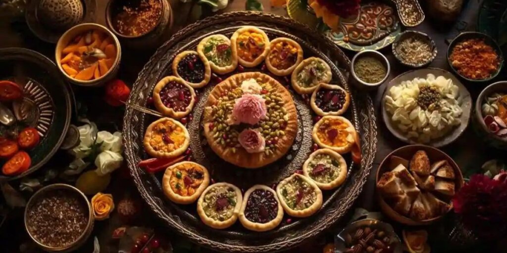 "Rajasthani culinary delights including Ker Sangri and Ghevar showcased. Image sourced from Google."