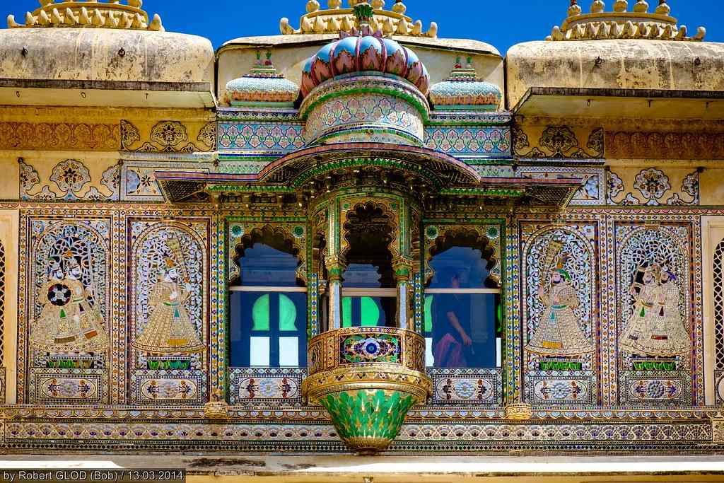 View of City Palace Udaipur with Morchok in the foreground.