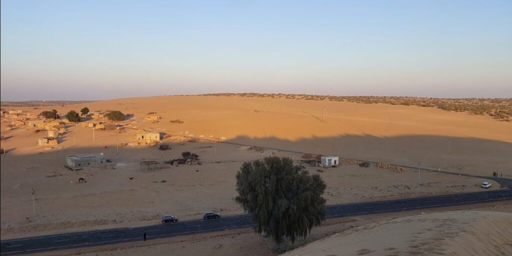 An aerial view of Longewala border, captured from a distance, showcasing the surrounding landscape. (Image source: Google)